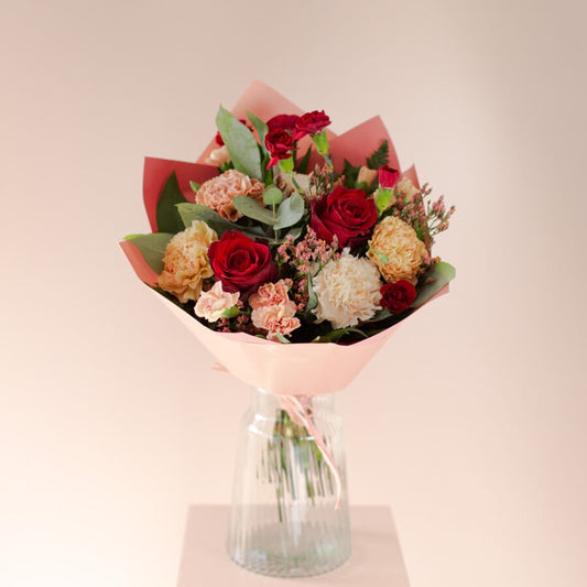 Red Roses & Seasonal Flowers Bouquet – Elegant Hand-Tied Bouquet | Bambi - Bambi