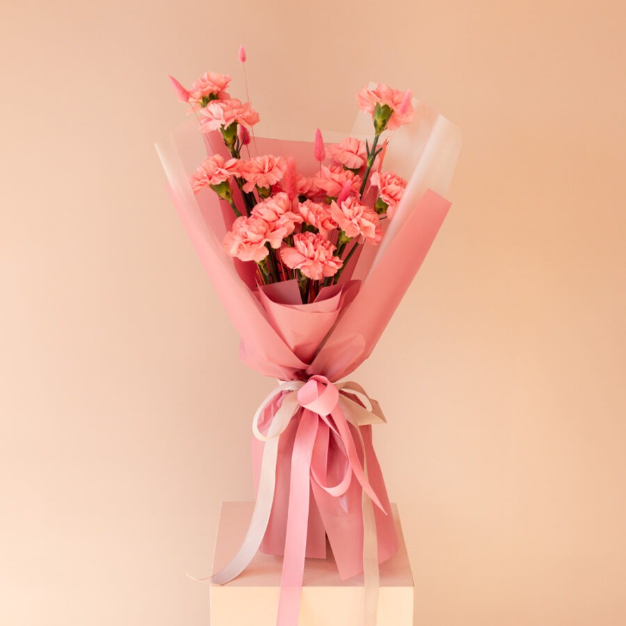 Pink Carnations Bouquet – Elegant Pink Wrap | Bambi
