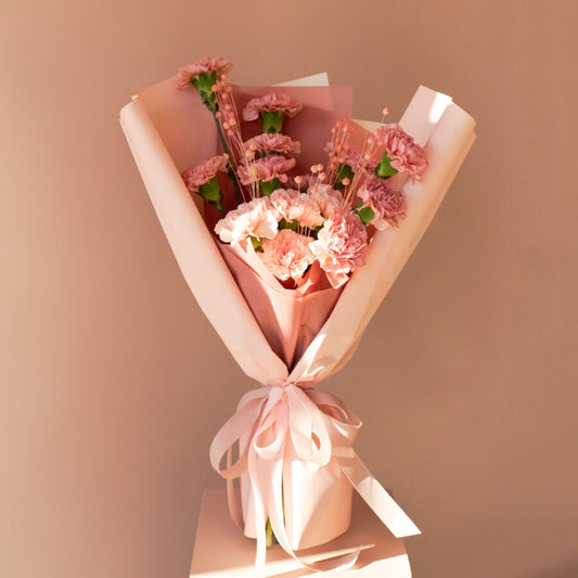 Pink Carnations Bouquet – Sand Wrap Edition | Bambi - Bambi