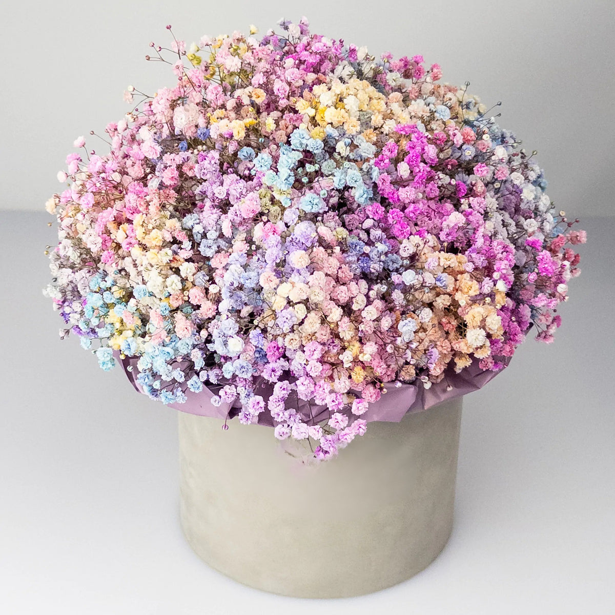 Colorful Gypsophila Flower Box – Velvet Hat Box | Bambi - Bambi
