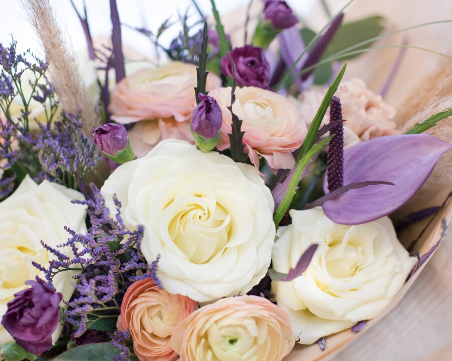 Purple Love Bouquet – Ranunculus & Carnations | Bambi
