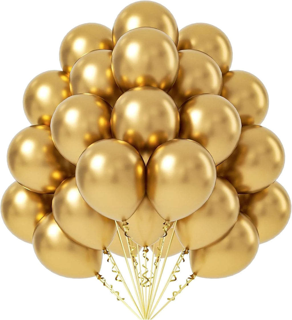 Helium Balloons Dubai – Metallic Gold Party Balloons 40 pcs | Bambi