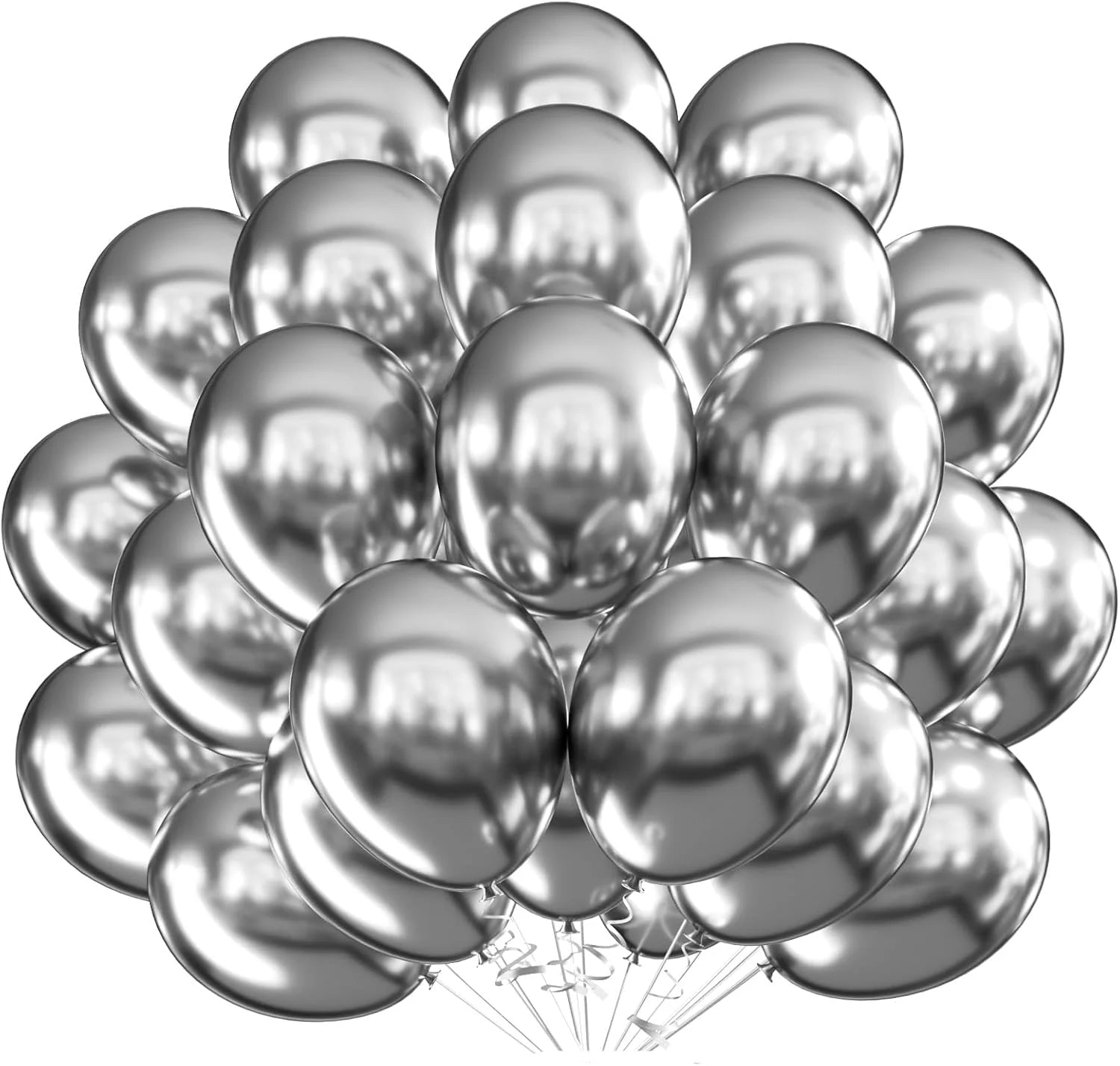 Helium Balloons Dubai – Silver Chrome Party Balloons 40 pcs | Bambi