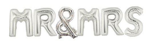 Silver MR & MRS Foil Balloon Kit Dubai – 16" Air-Filled Letters | Bambi