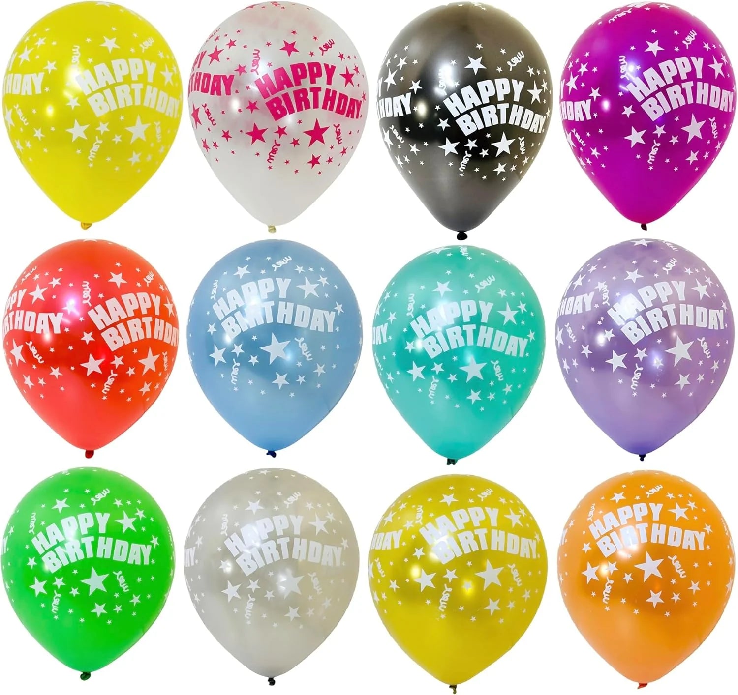 Helium Balloons Dubai – Happy Birthday Printed Balloons Mix 40 pcs | Bambi