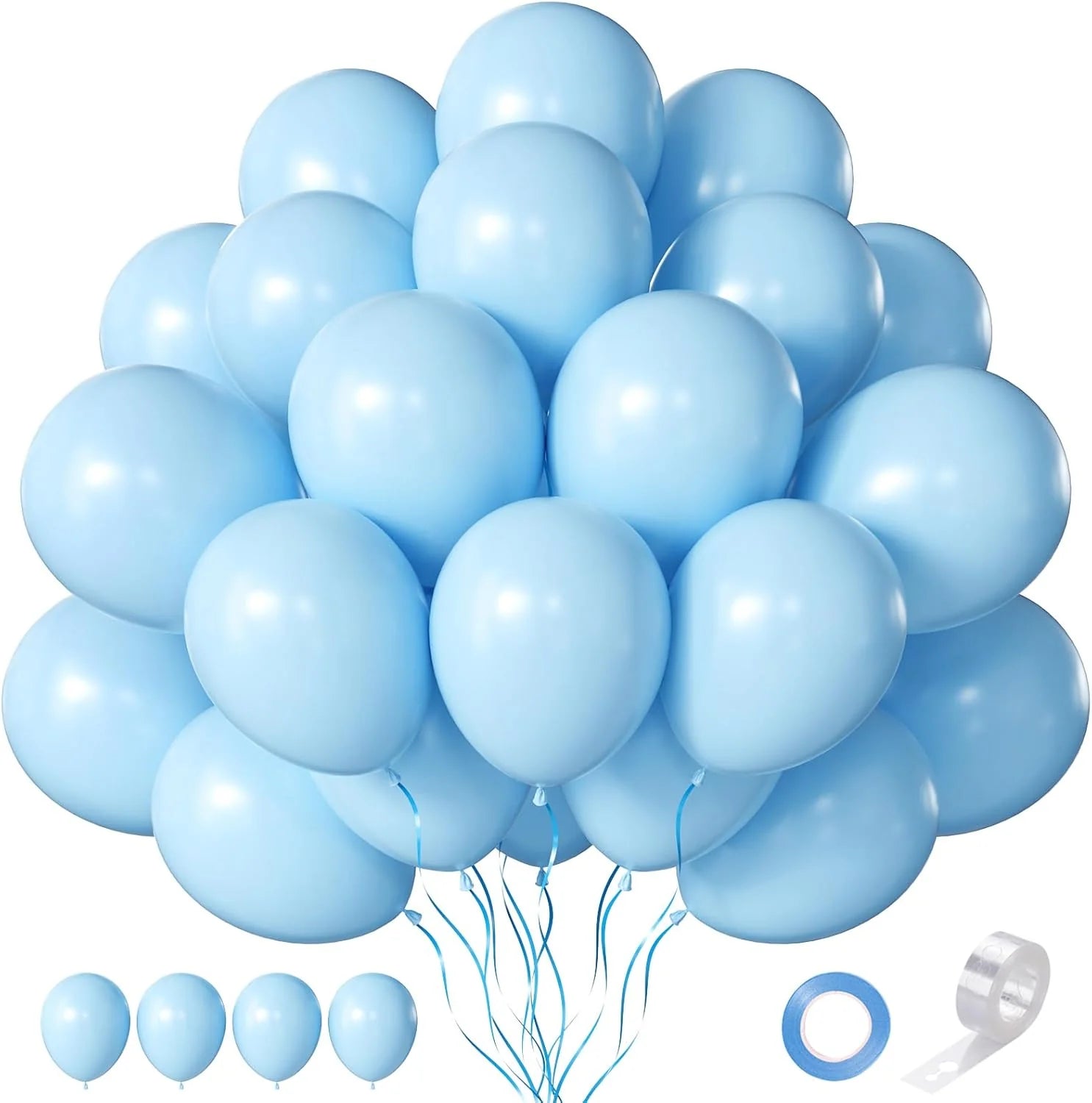 Helium Balloons Dubai – Light Blue Party Balloons 40 pcs | Bambi