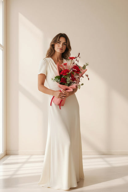 Red Rose & Seasonal Flower Bouquet